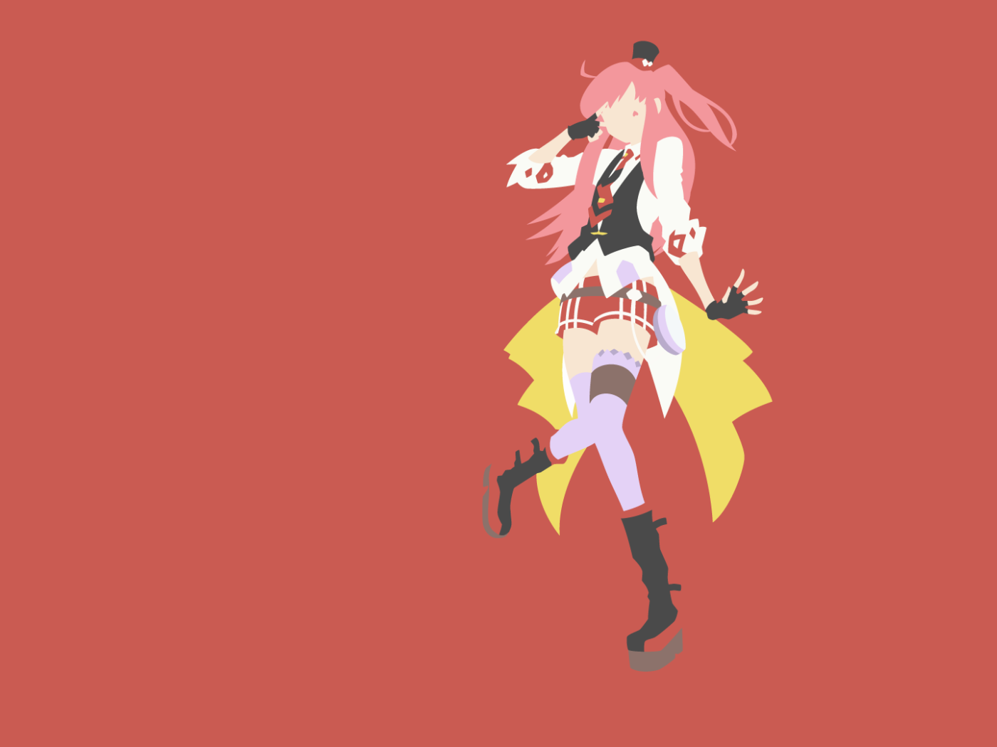 Девушка аниме Лог Горизонт на красном фоне