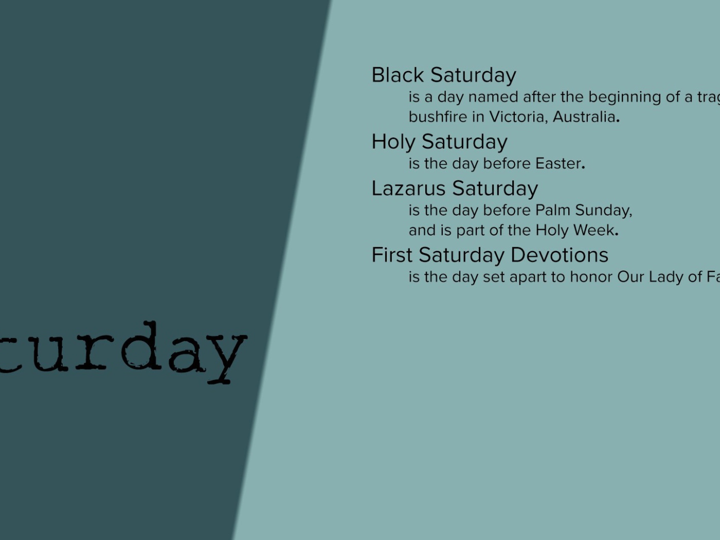 Описание субботы на английском языке