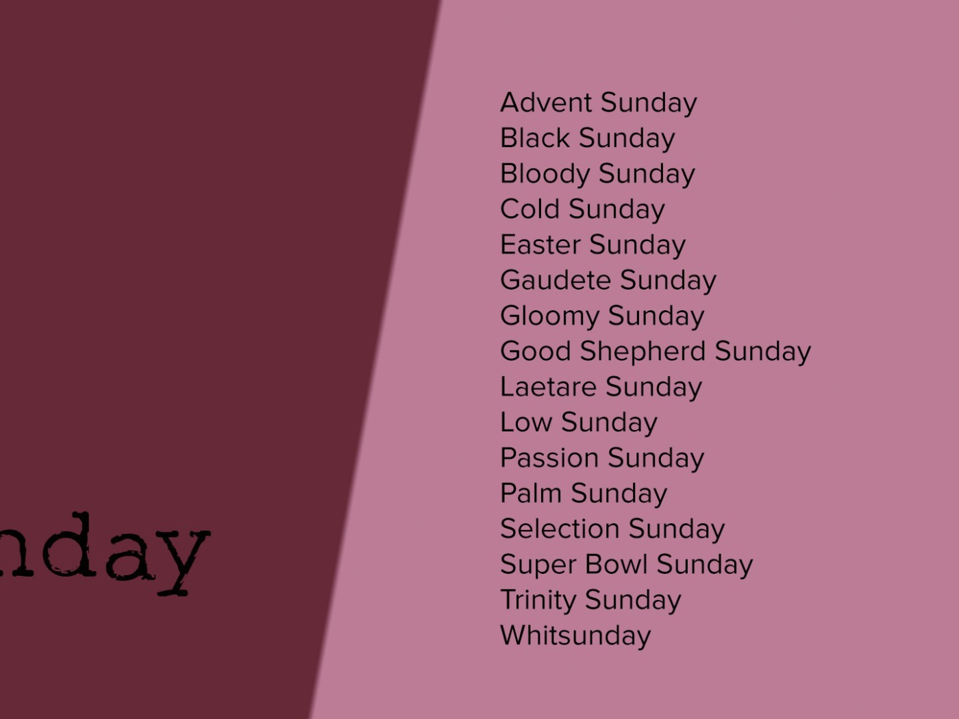 Описание воскресенья на английском языке