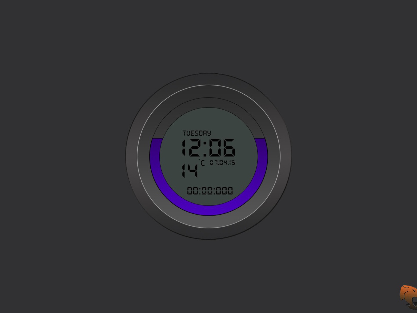 Электронные часы на сером фоне