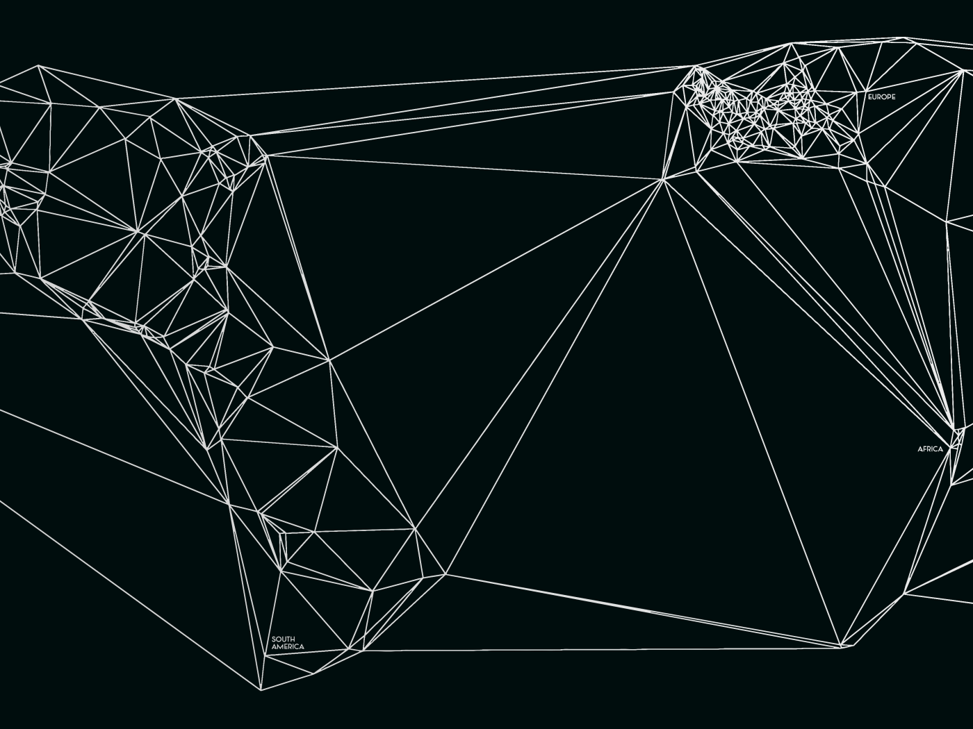 Геометрическая карта мира Nicholas Felton, черный фон
