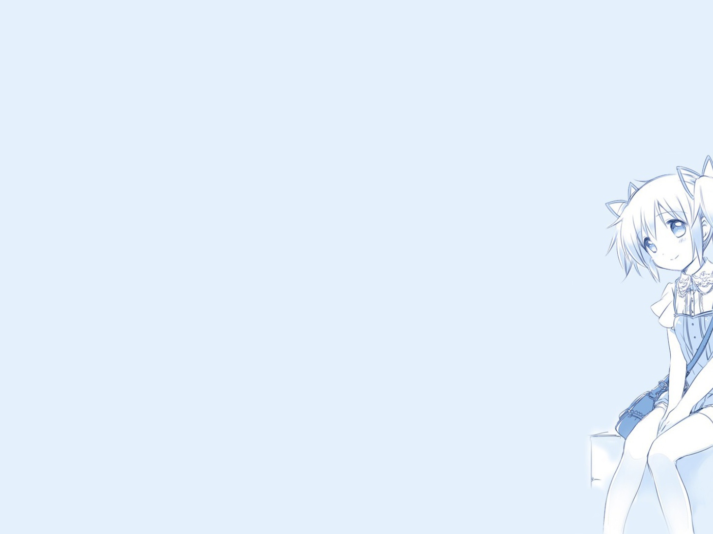 Девушка из аниме Mahou Shoujo Madoka, голубой фон
