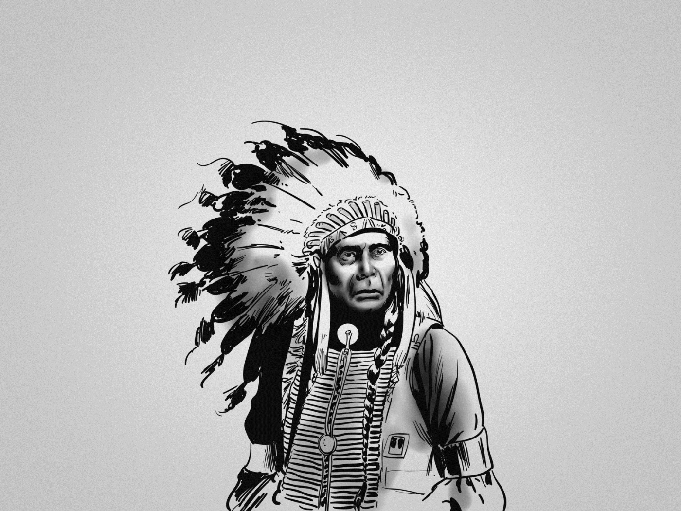 Изображение индейца на сером фоне