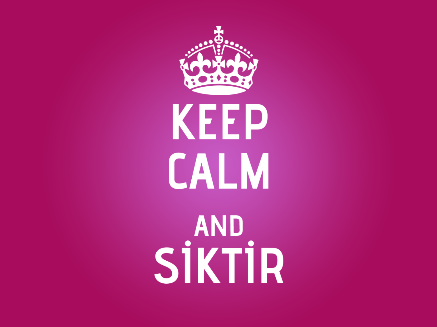 Сохраняйте спокойствие и идите прочь, сиреневый фон