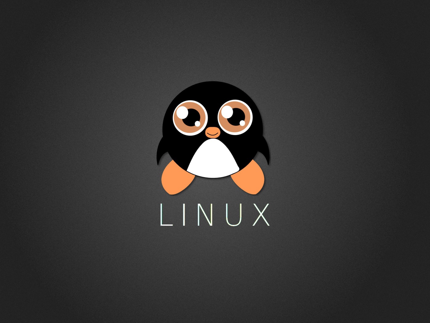 Пингвин Линукс, серый фон