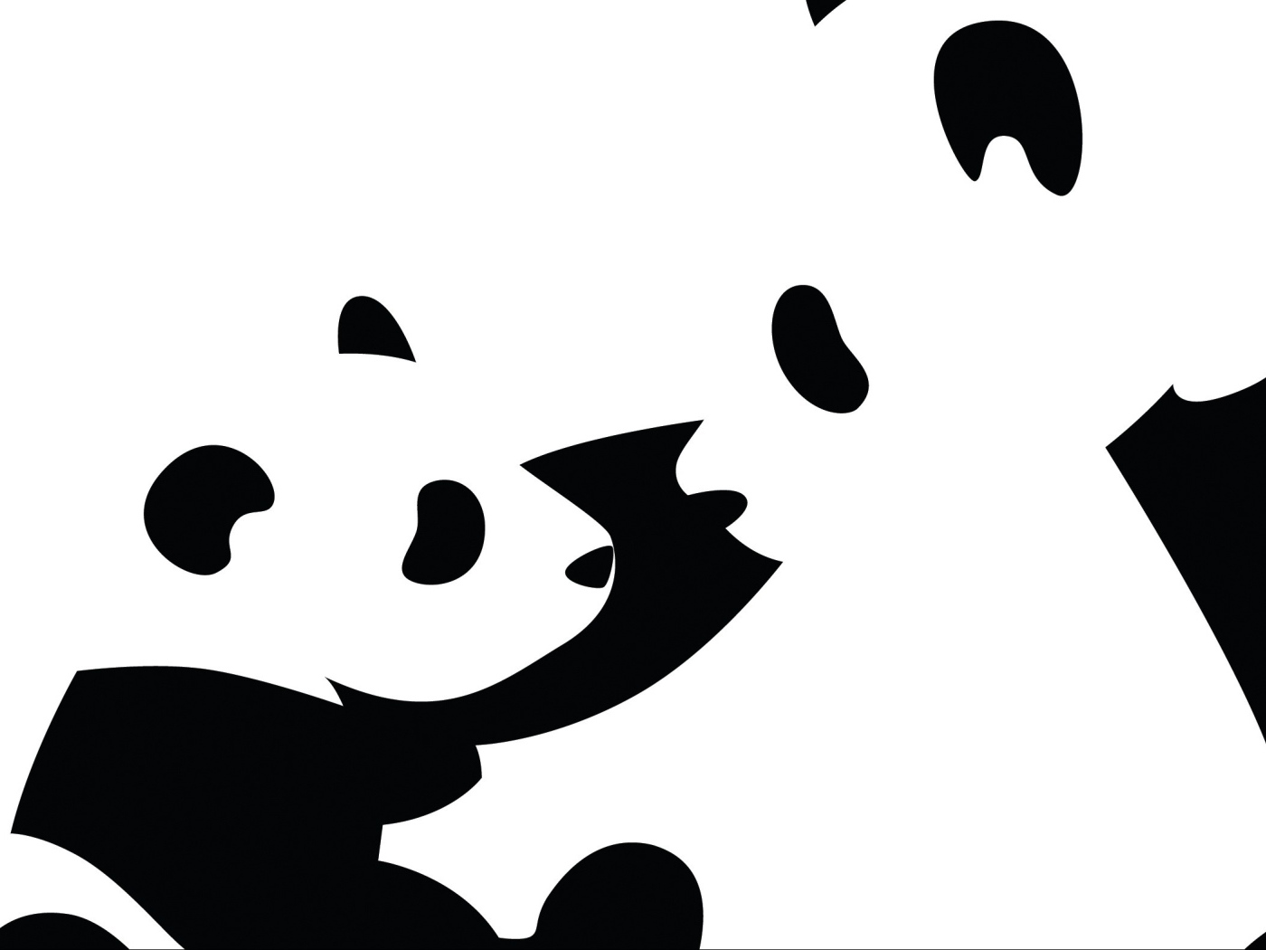 Панда с детенышем, черно белый фон