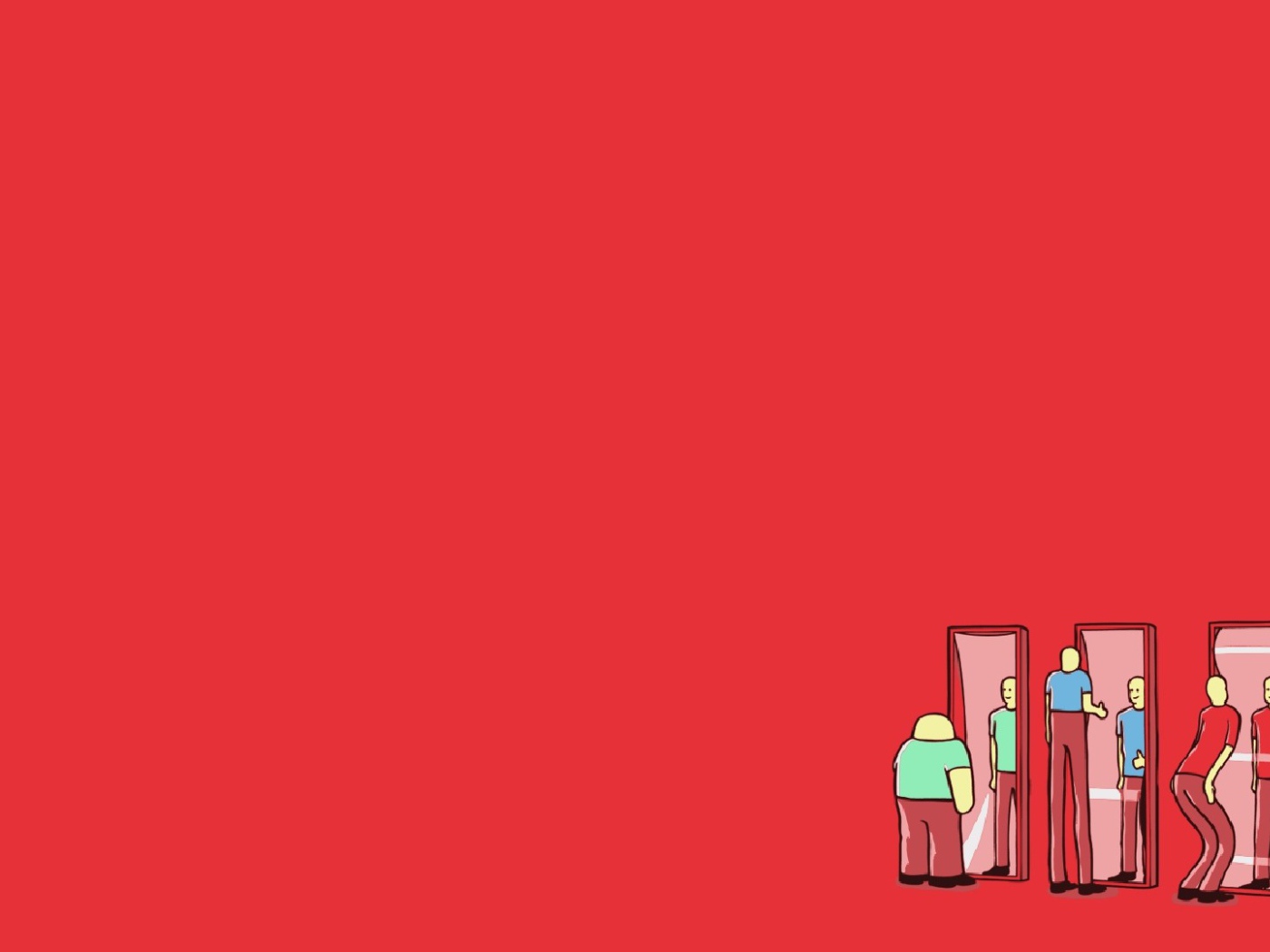 Люди смотрят в кривые зеркала