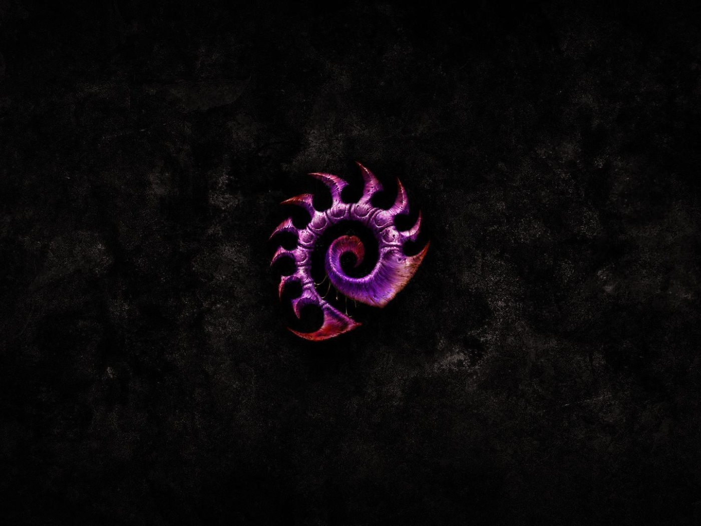Фиолетовый символ из Starcraft II, черный фон