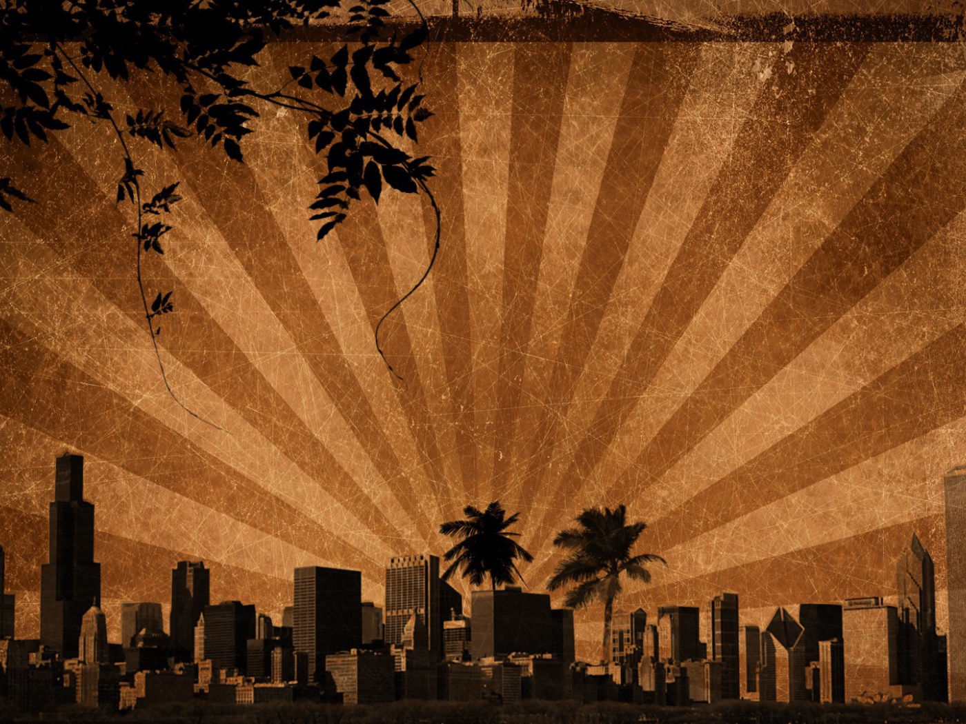 Лучи солнца над городом, фон