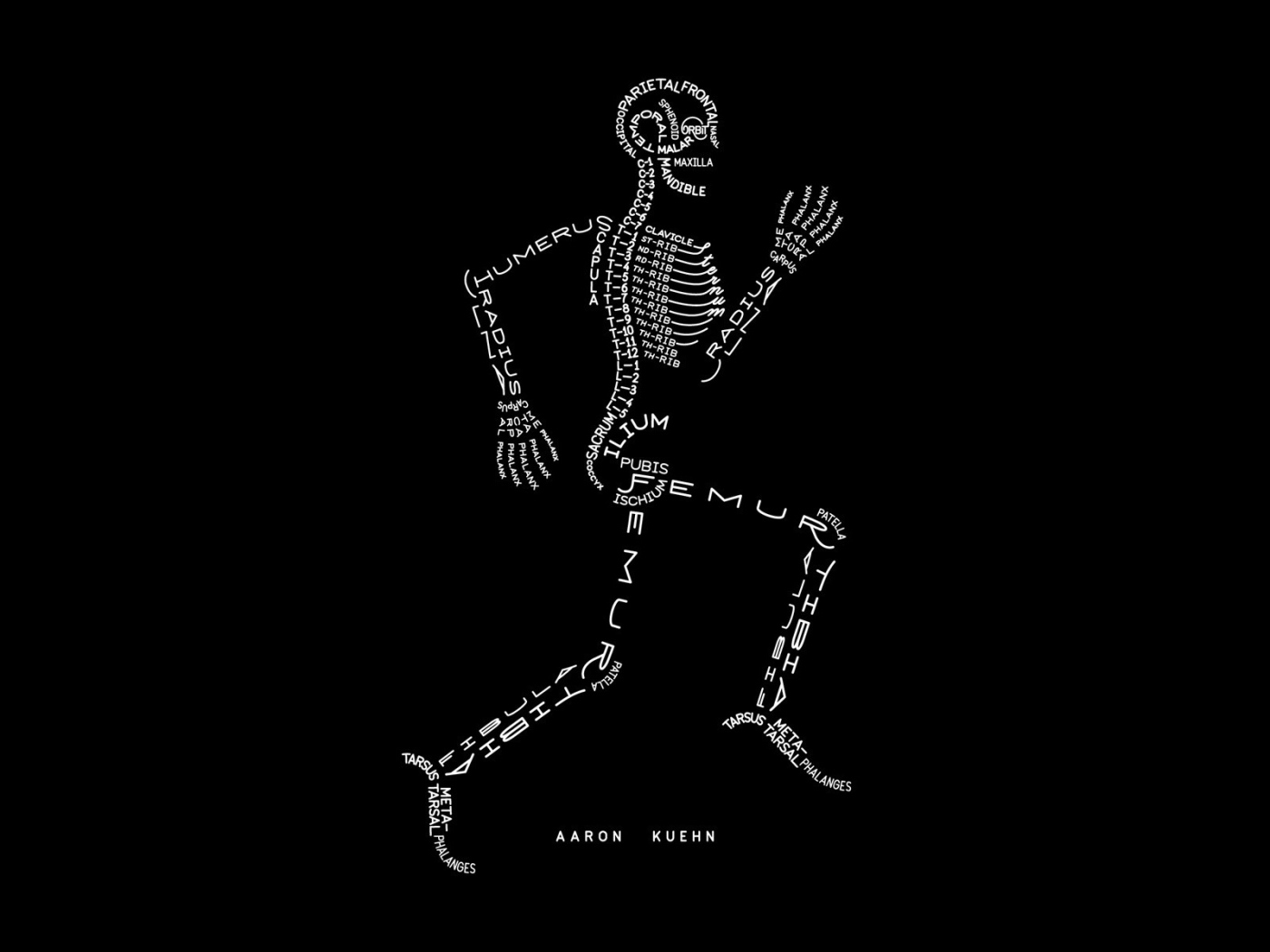 Бегущий скелет из букв