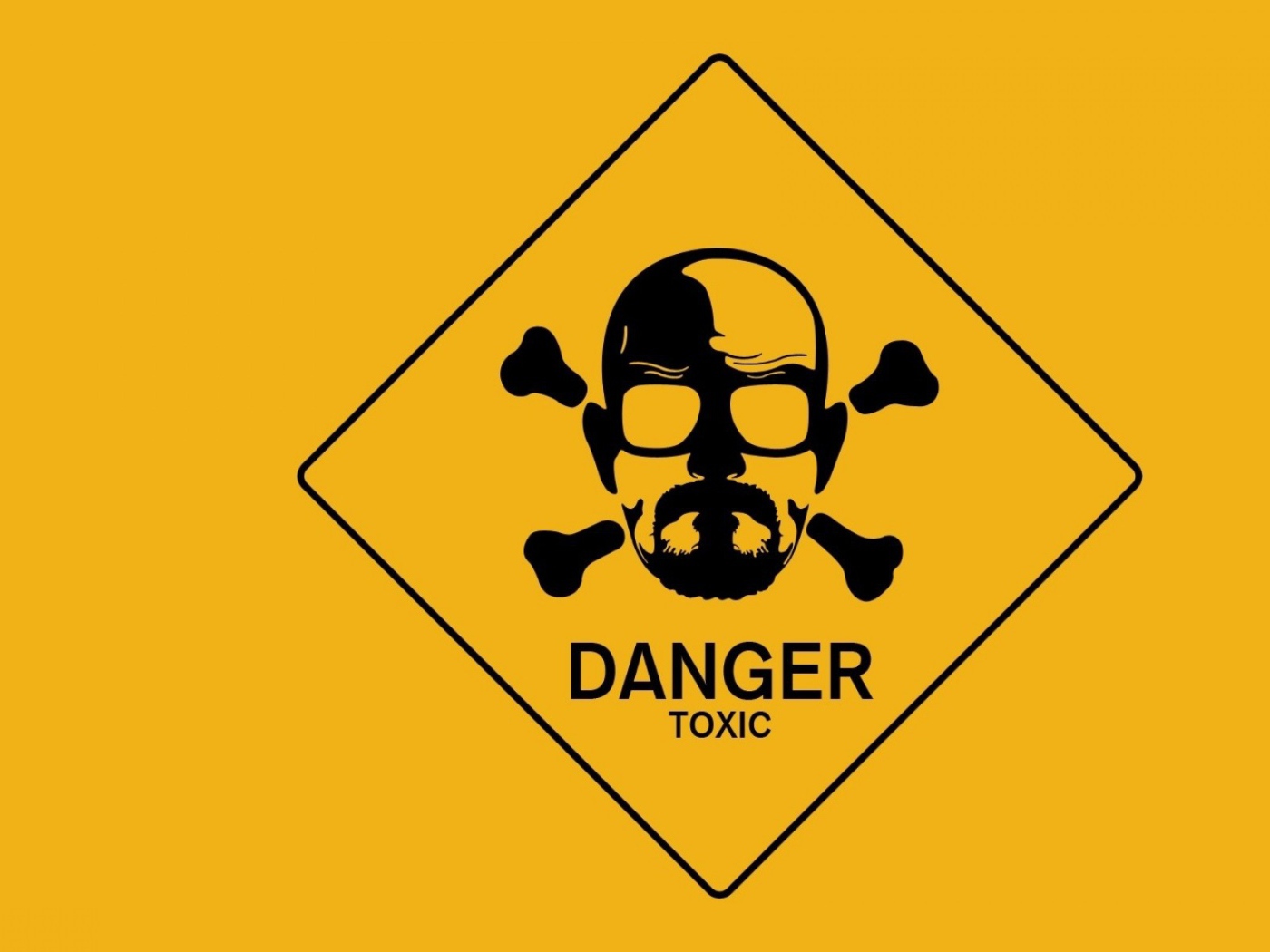 Знак опасно токсично, желтый фон