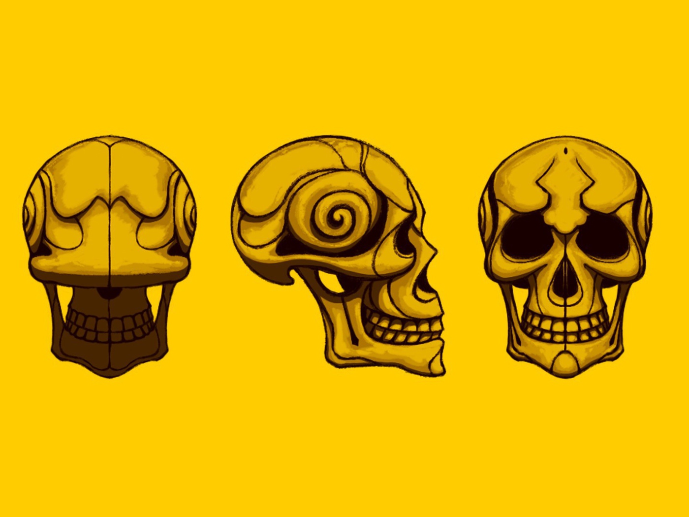 Черепа на желтом фоне