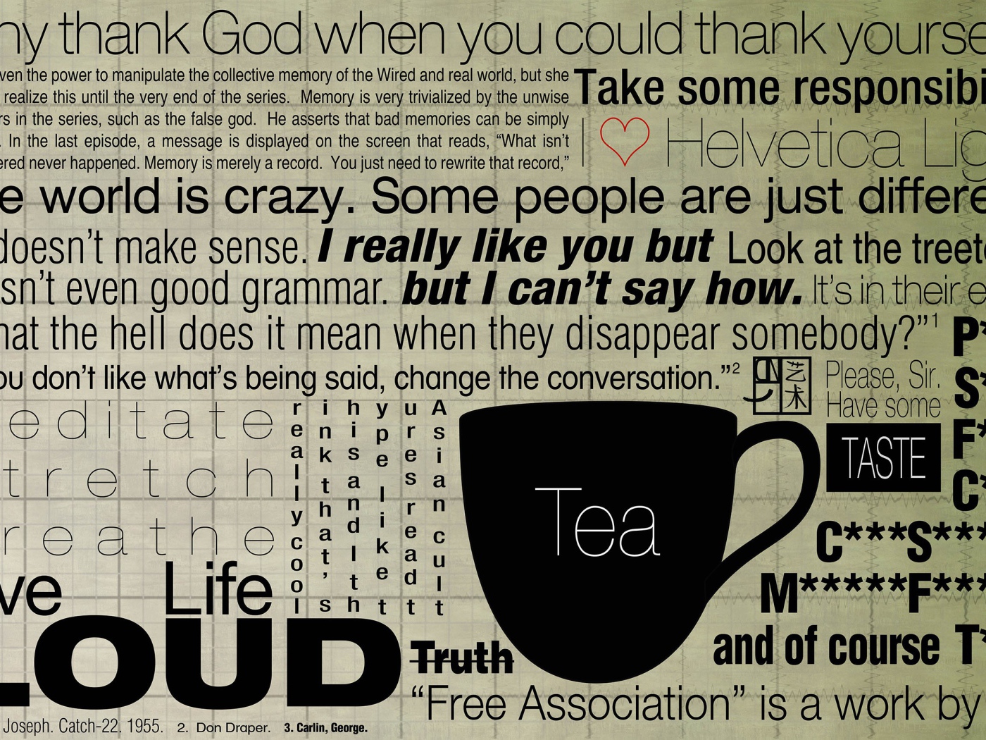 Фон из надписей, чай