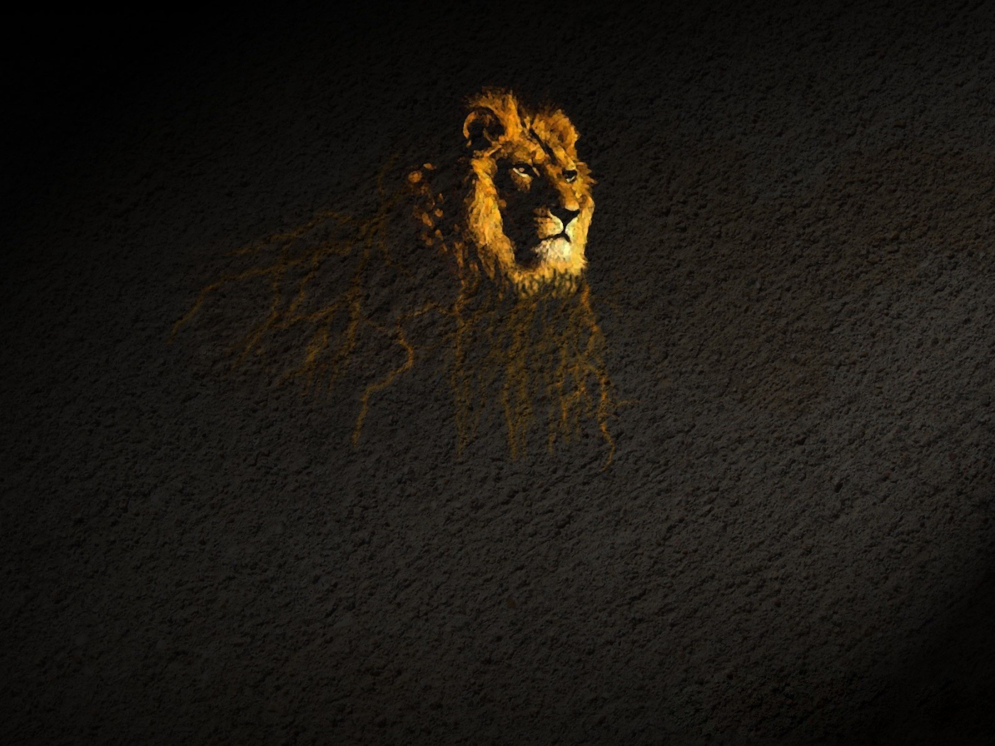 Проекция льва на коричневом фоне