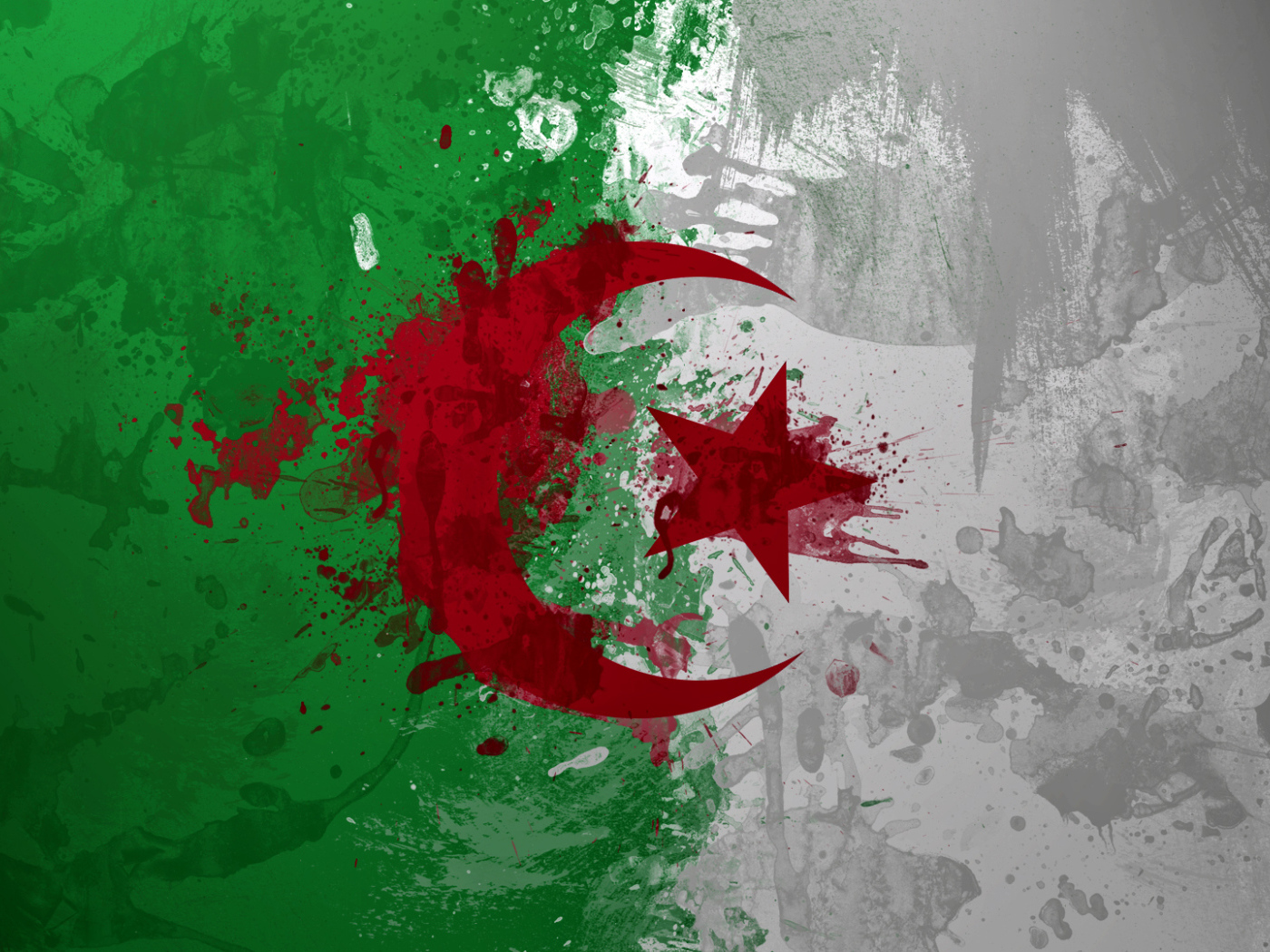 Флаг Алжира нарисованный красками