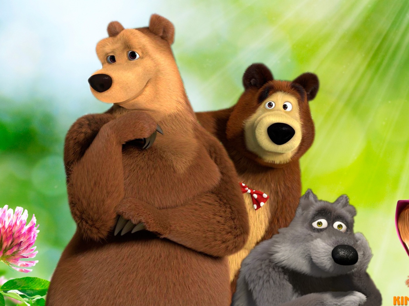 Маша и медведь на прогулке с друзьями