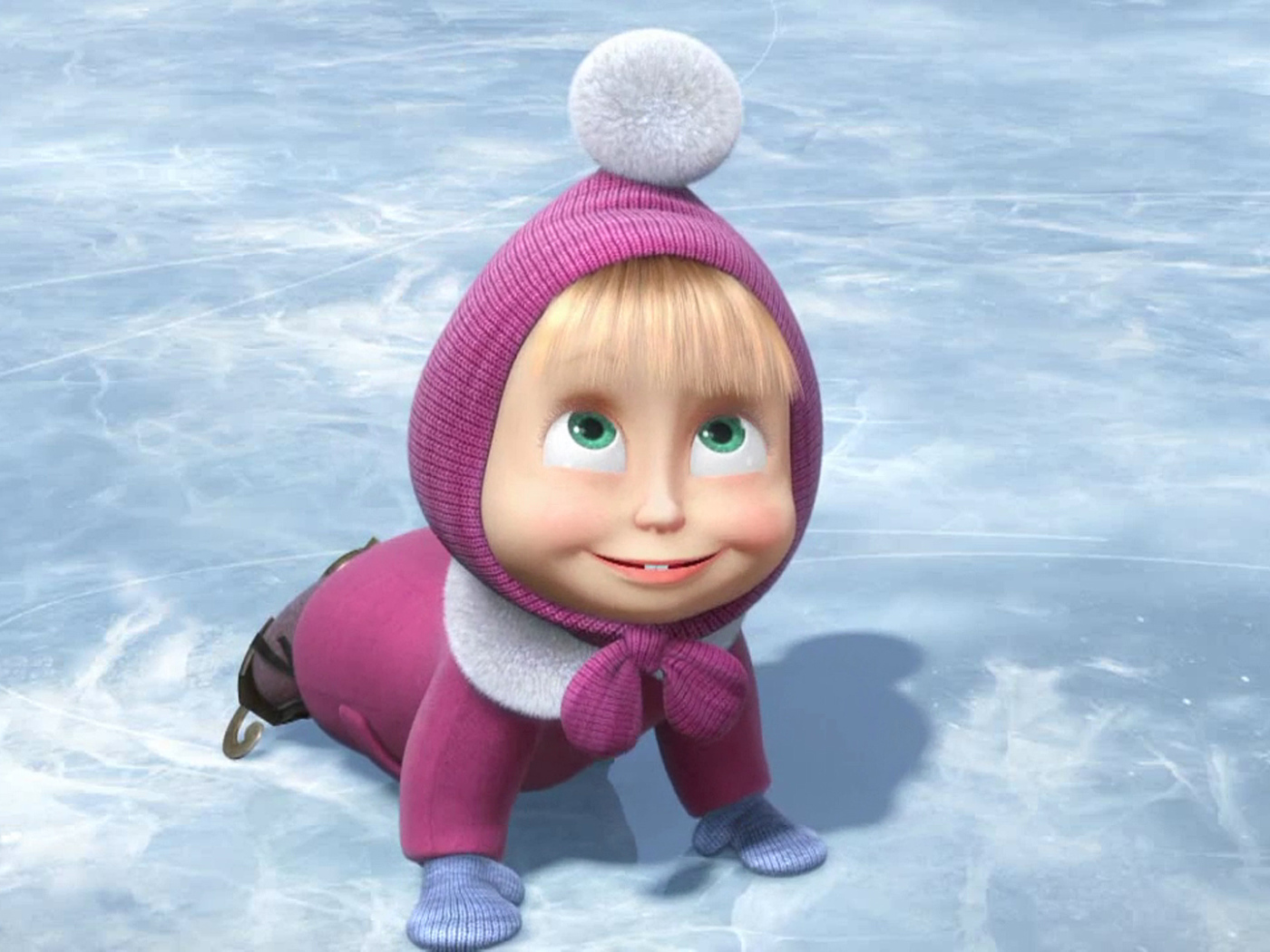 Маша катается на коньках, мультфильм Маша и медведь