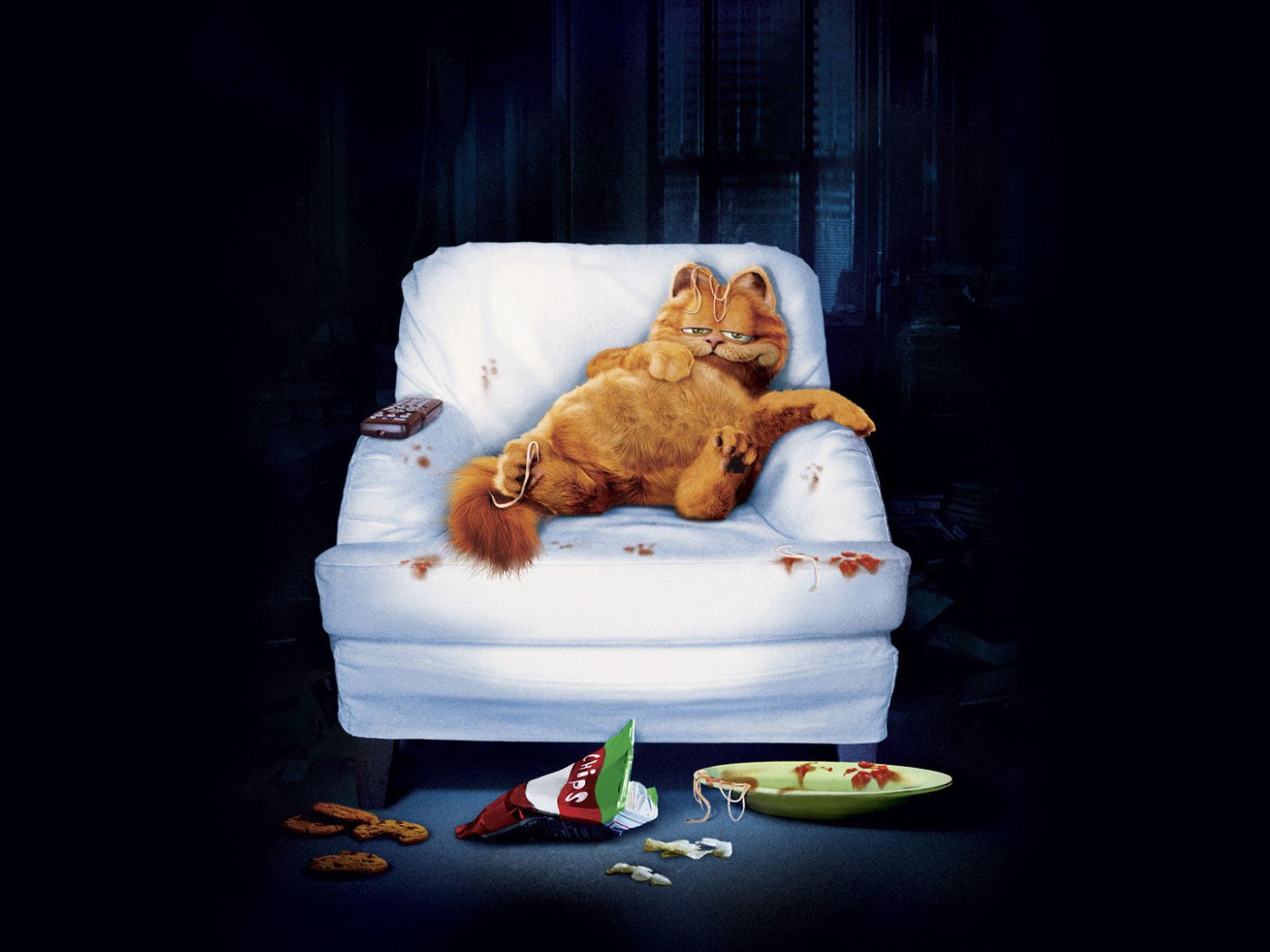 Неряшливый Гарфилд на кресле