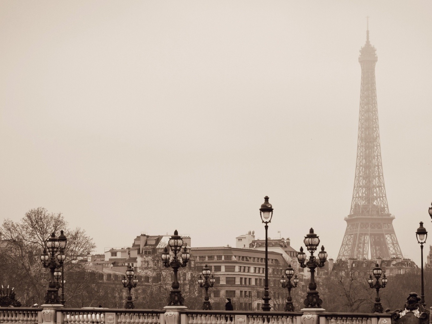 Черно белое фото Парижа