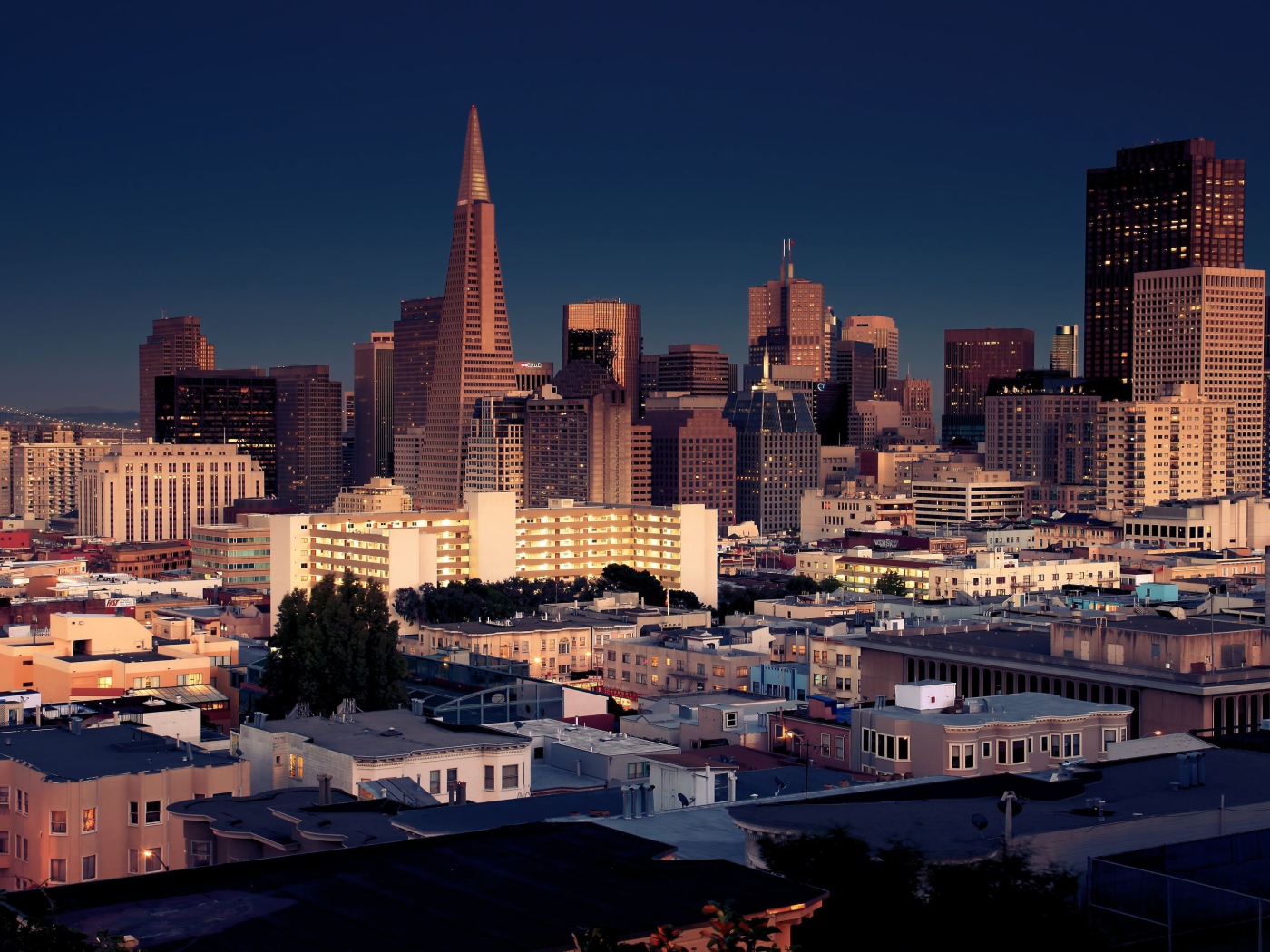 Вечерние небоскребы города Сан-Франциско