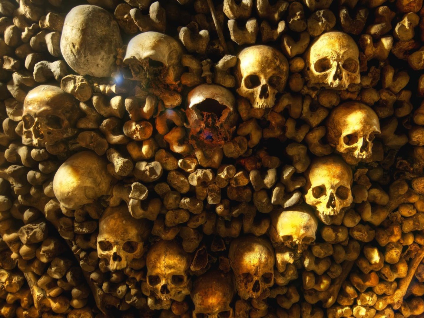 Внутри парижских катакомб