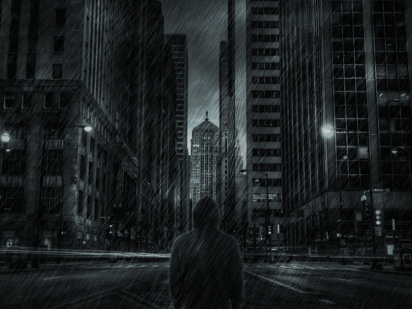 Ночной дождливый город