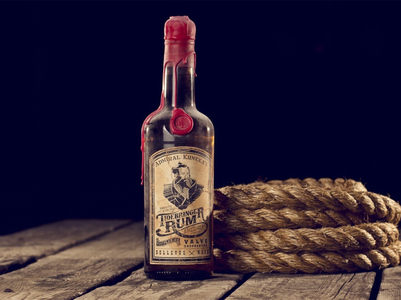 Бутылка рома и веревка