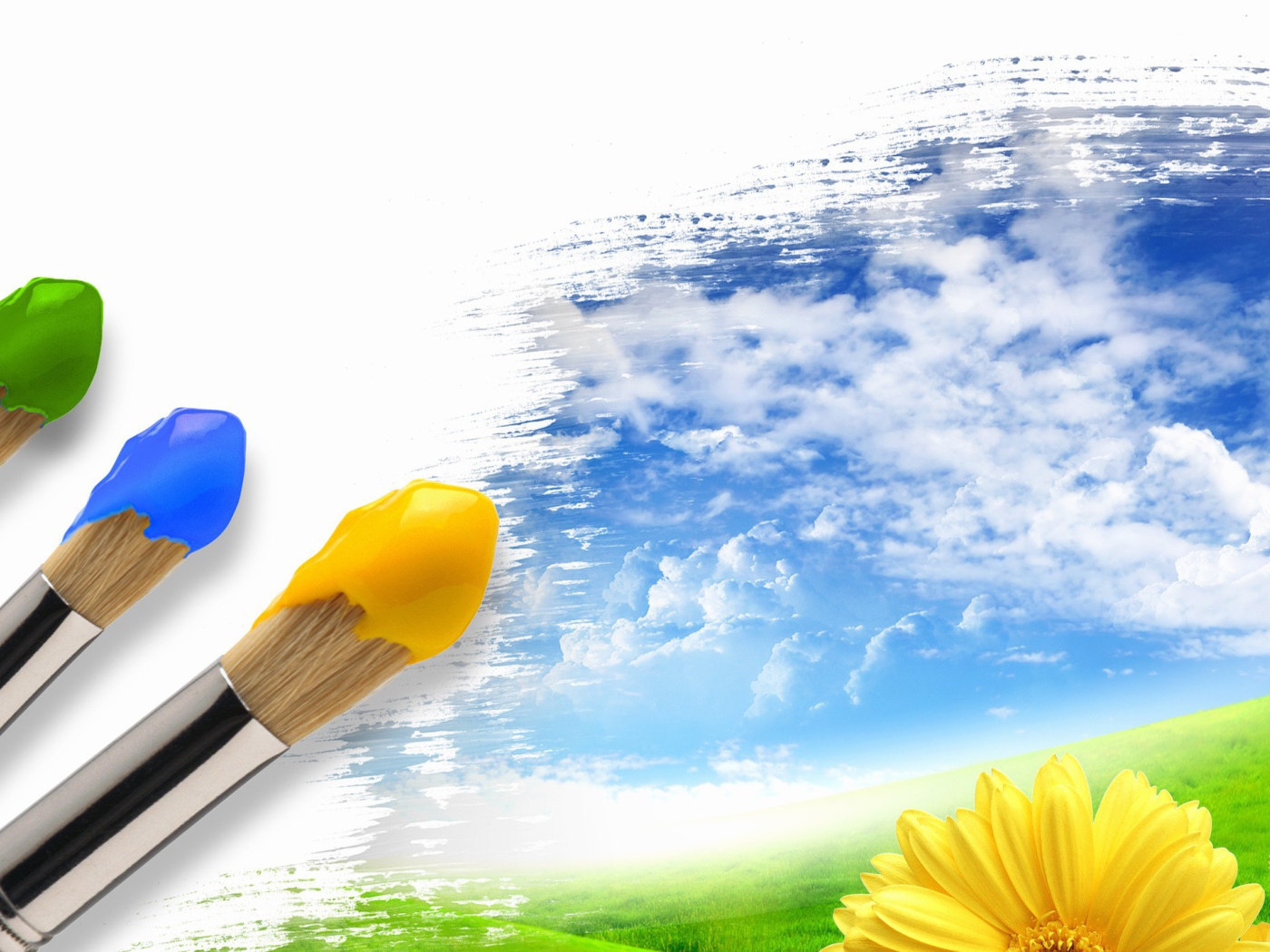 Кисти с краской на холсте