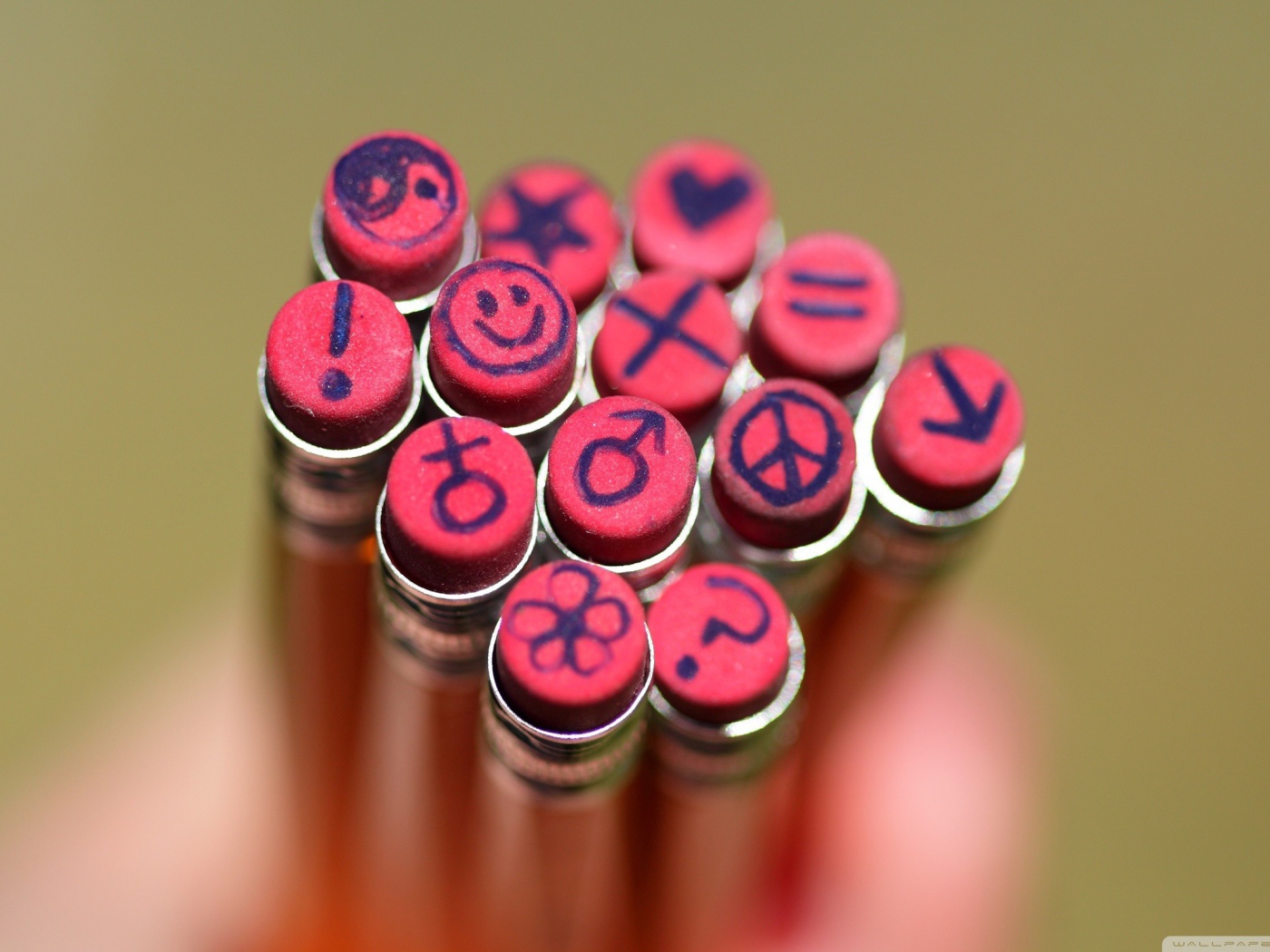 Рисунки на ластиках карандашей