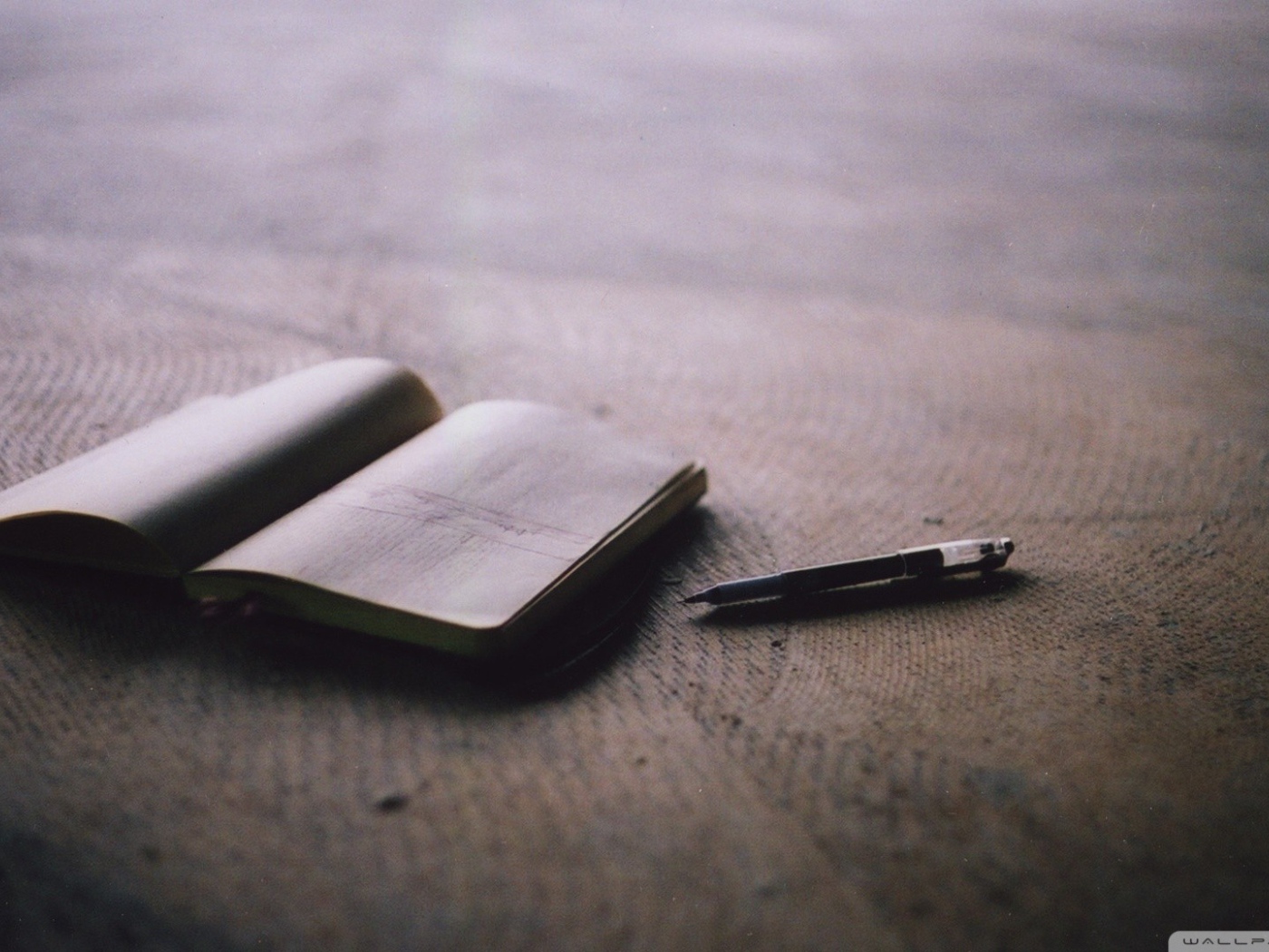 Записная книжка и ручка на полу