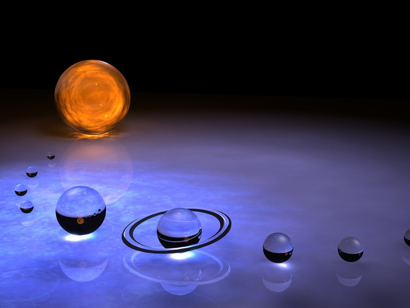 Солнечная система из капель воды