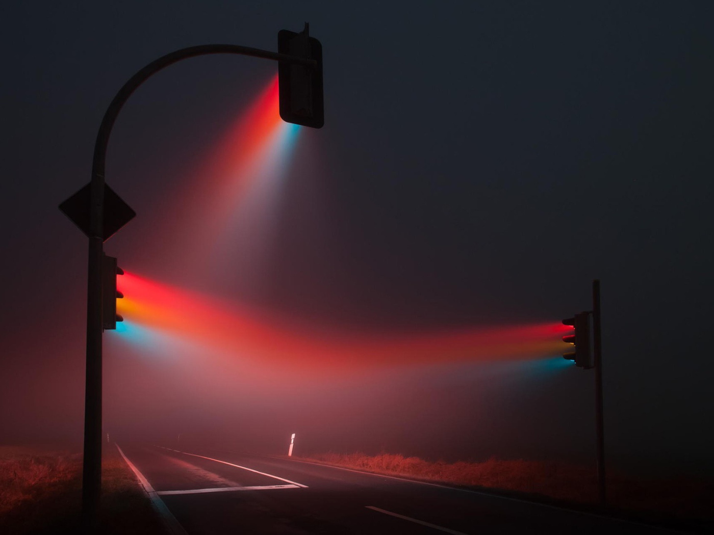 Свет светофоров в тумане