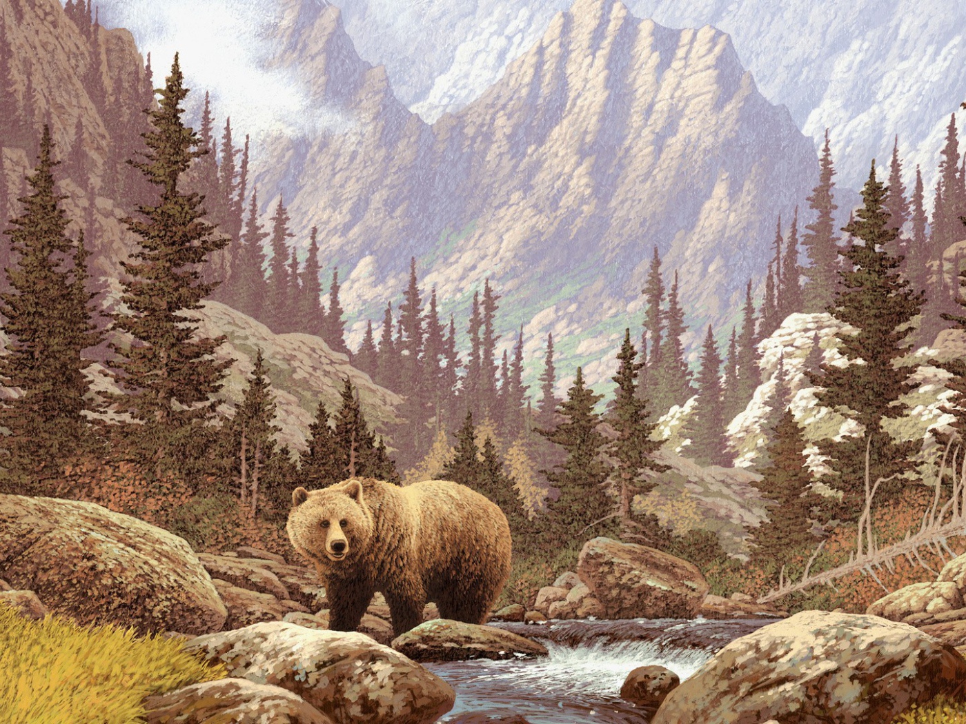 Бурый медведь на картине