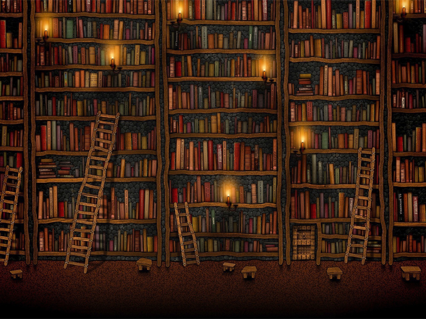 Библиотека с множеством книг