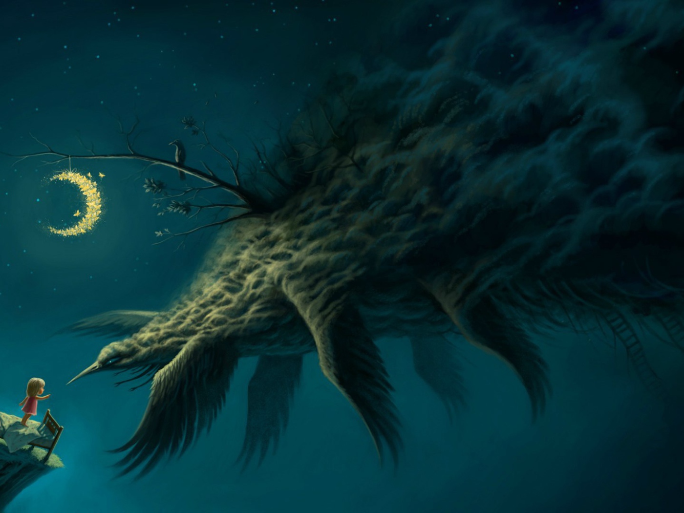 Ночное чудище и девочка