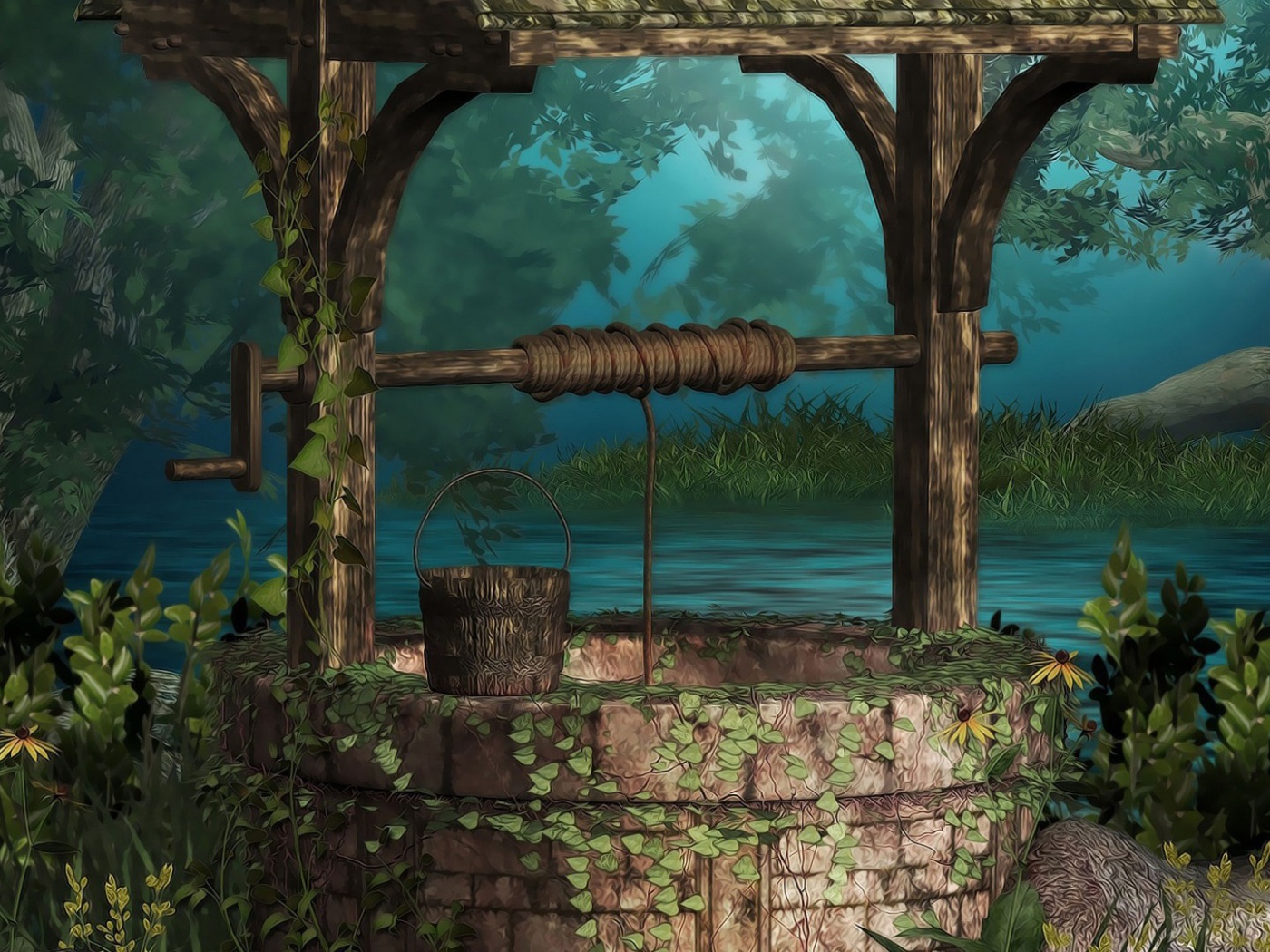 Каменный колодец у реки