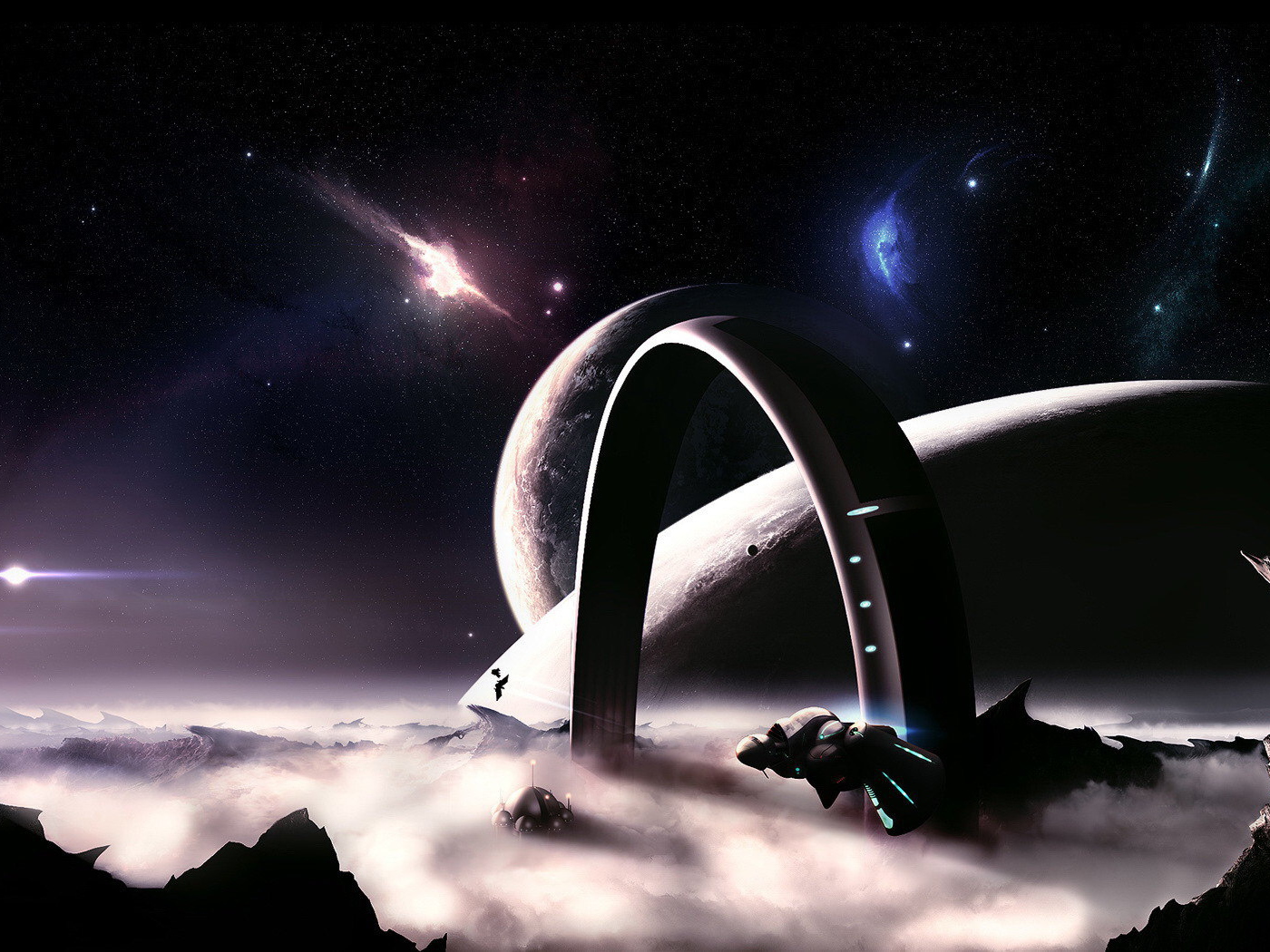 Инопланетный пейзаж с облаками