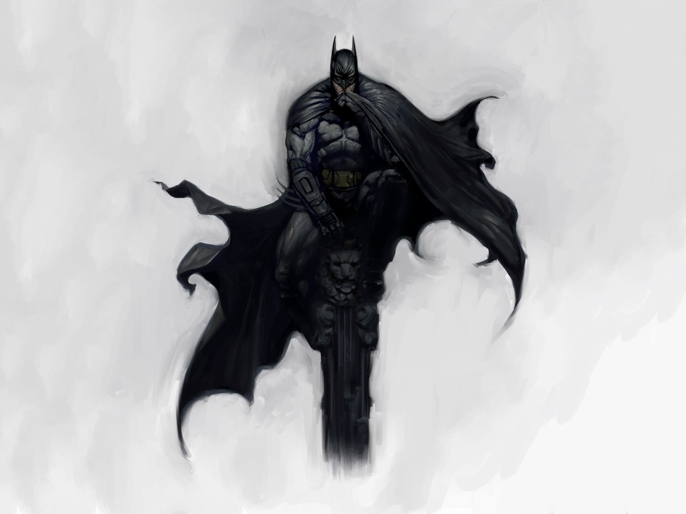 Бэтмен сидит на колонне