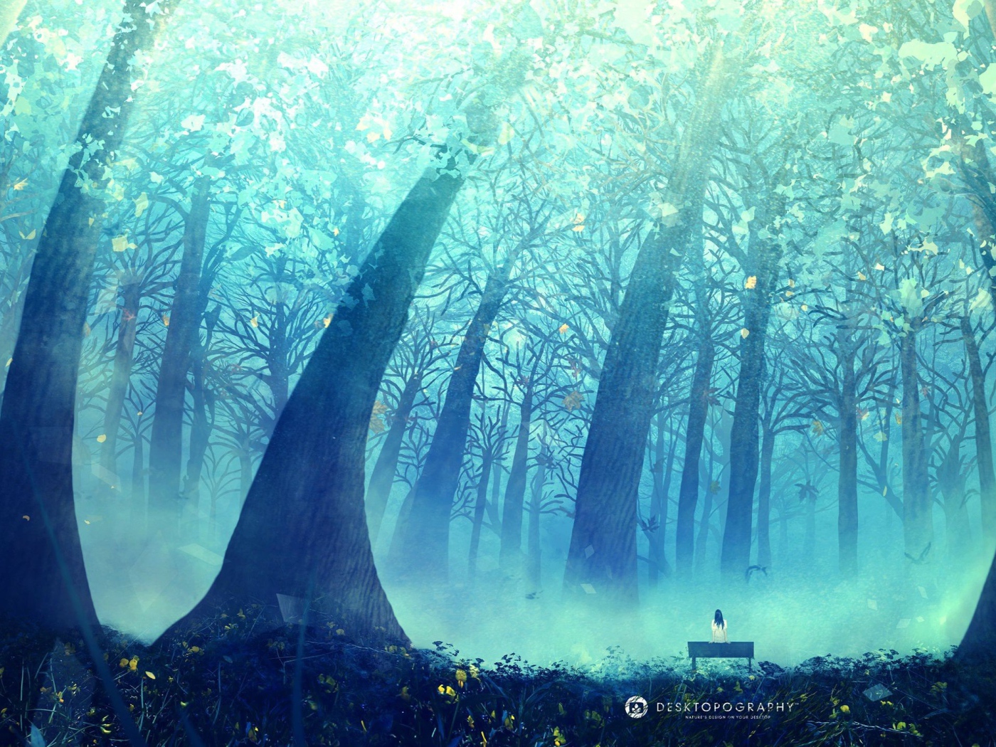 Синяя дымка в лесу