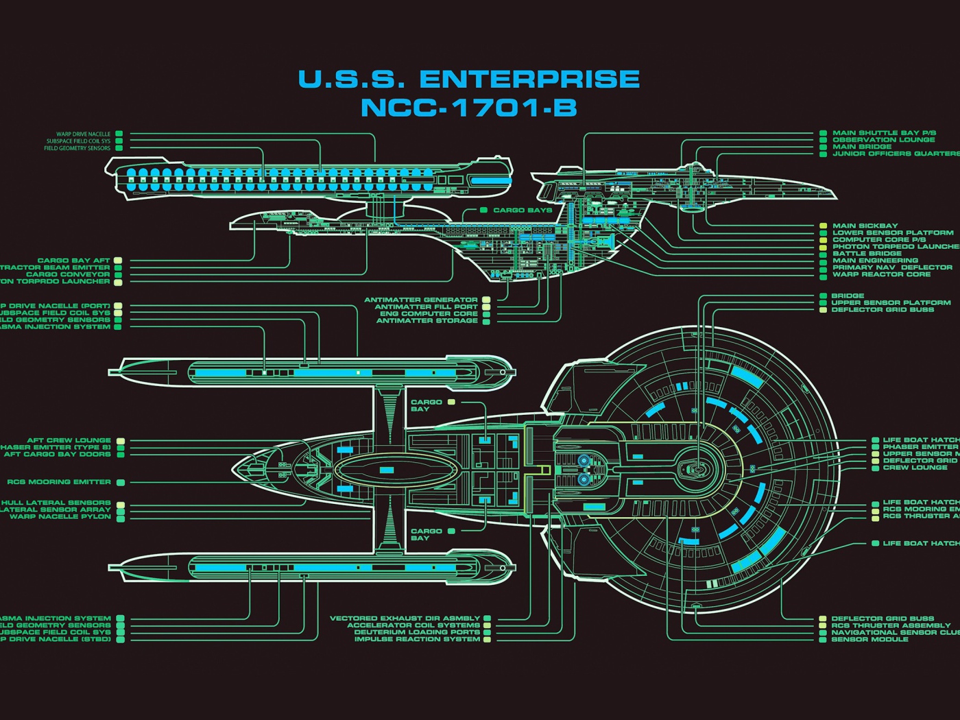 Чертеж корабля Энтерпрайз, сериал Звездный путь