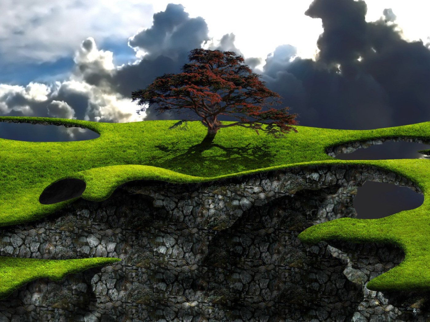 Фантастический пейзаж с парящими островами