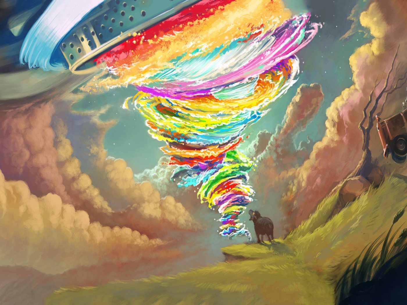 Фантастическое радужное торнадо