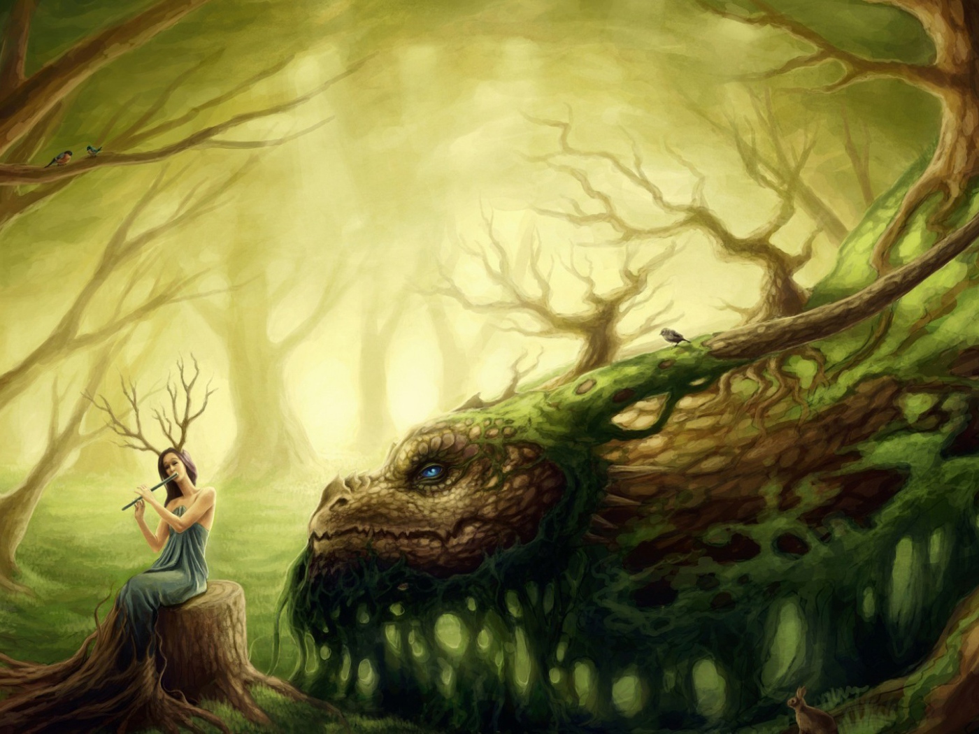 Лесная фея играет на свирели