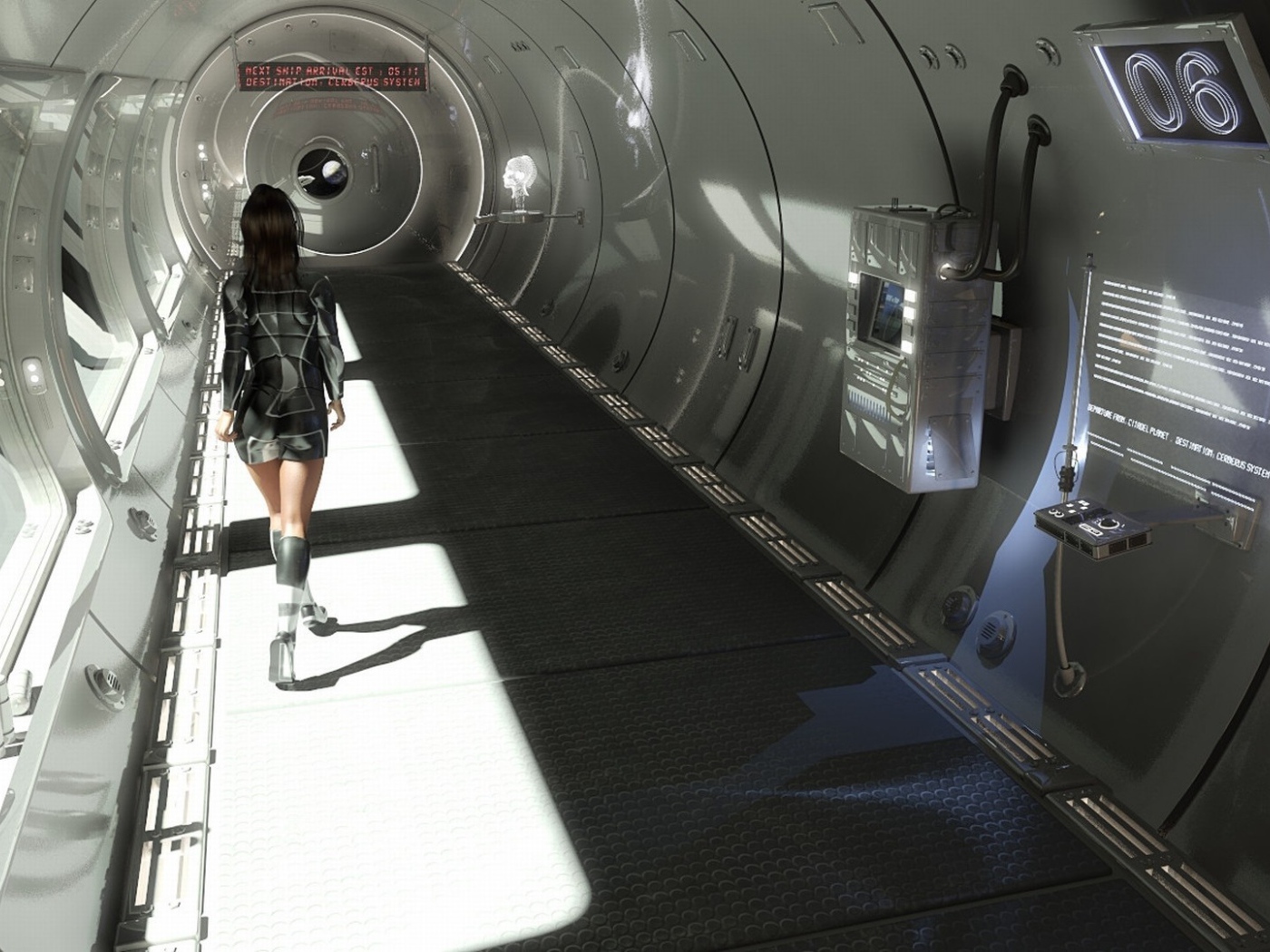 Девушка в переходе космической станции