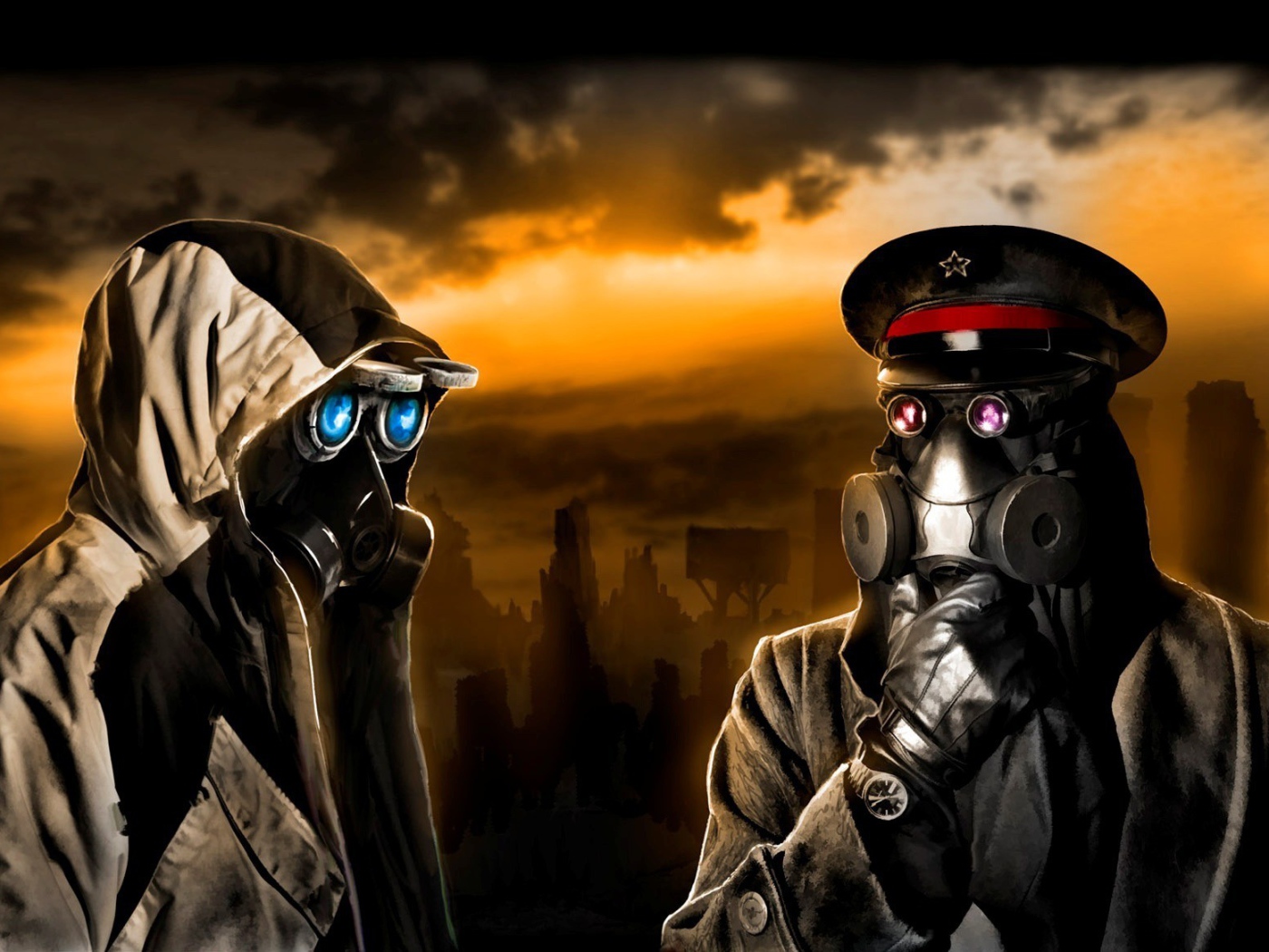 Военные в противогазах
