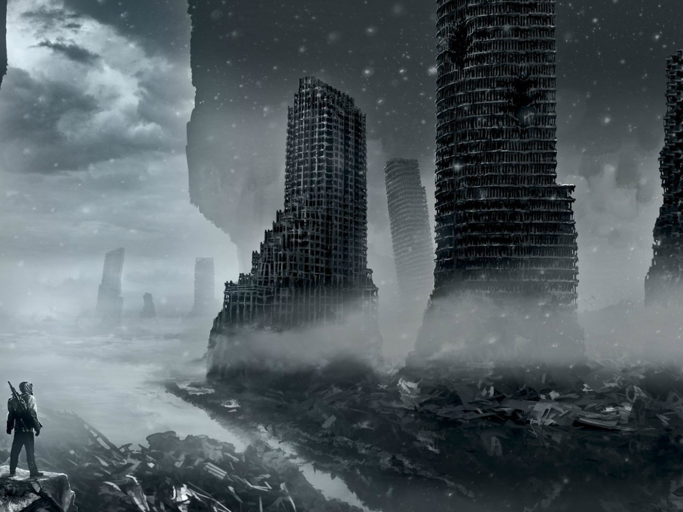 Руины небоскребов после бомбардировки