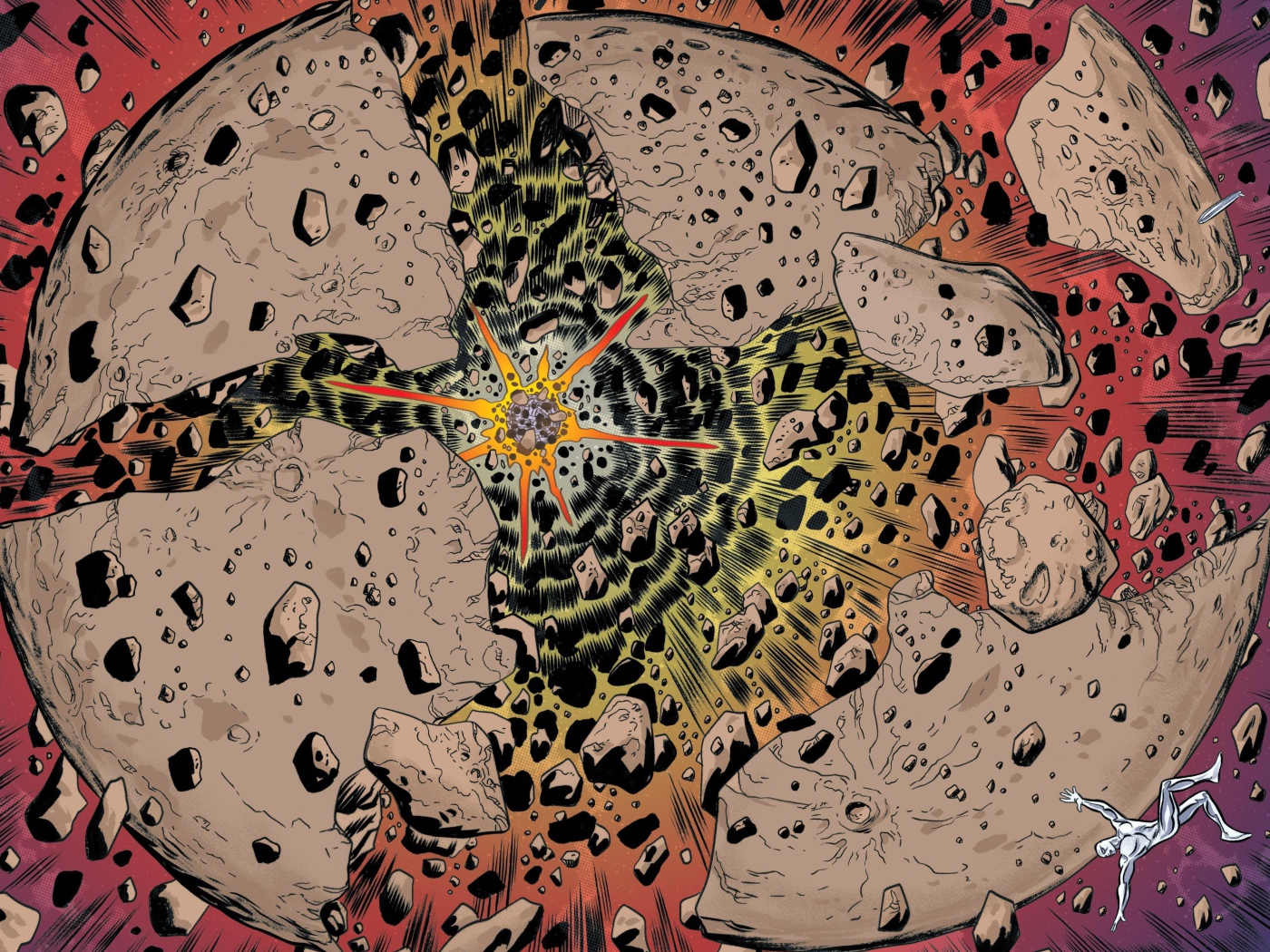 Серебряный Сёрфер у разрушенной Луны