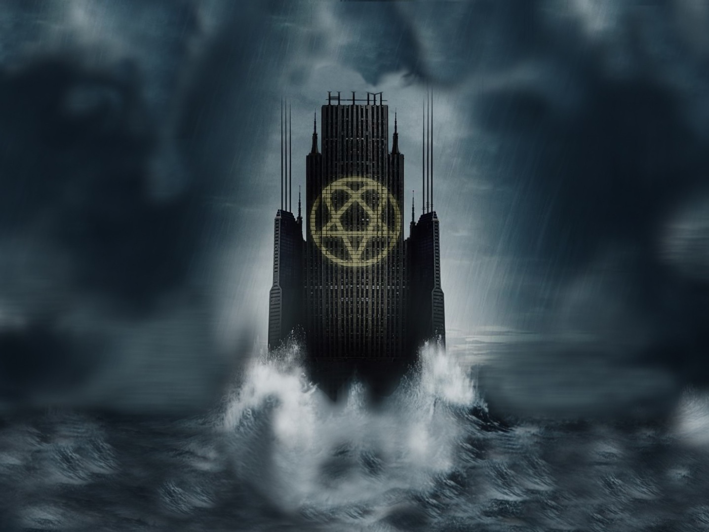 Символ на небоскребе в воде