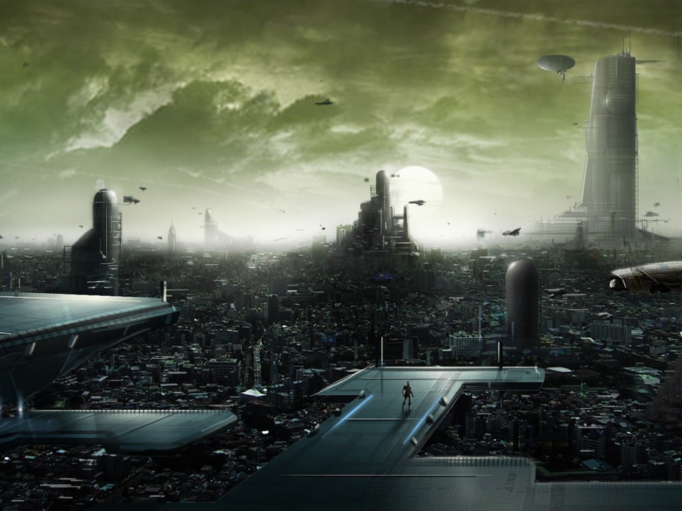 Технологичный город в будущем