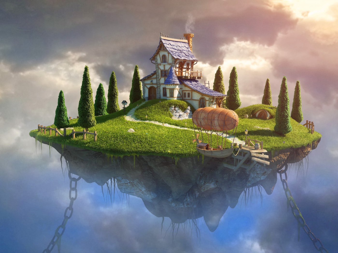 Дирижабль у летающего острова